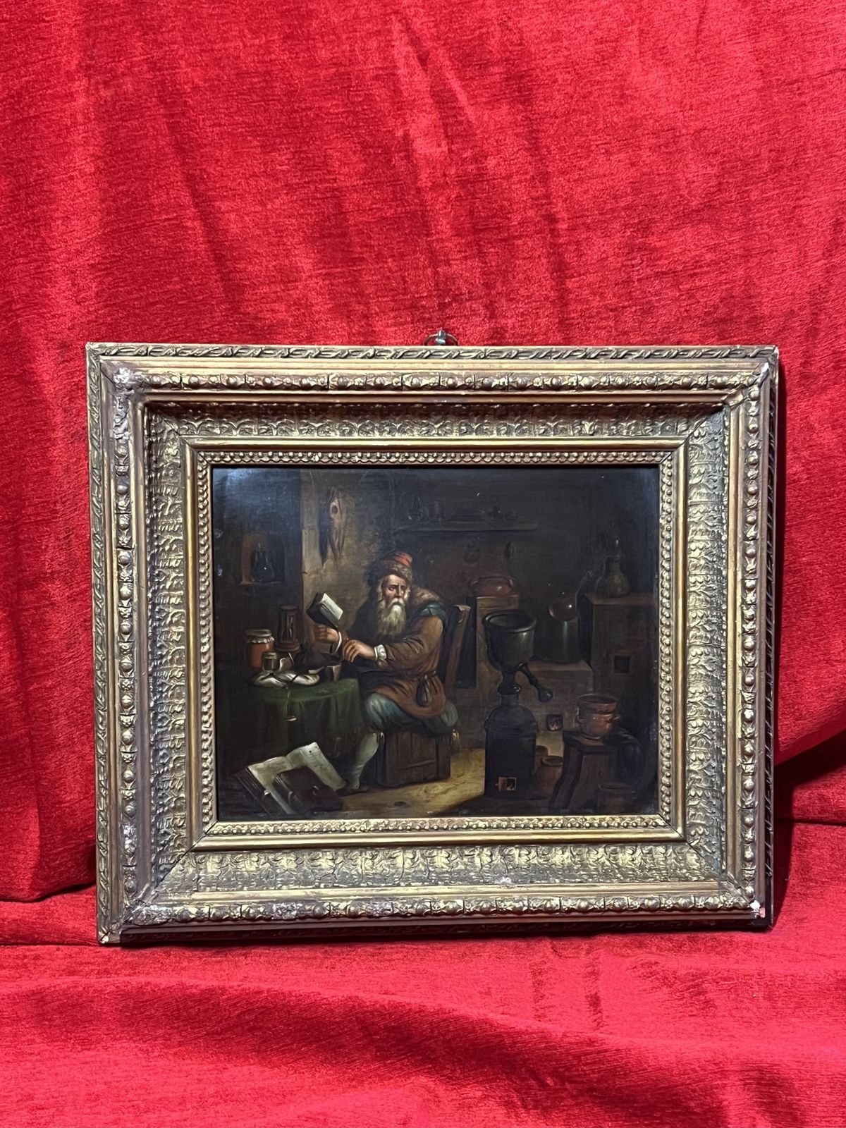 photo furniture Fine Art Early 19th Century Dutch School Circle Of David Teniers The Younger Titled 'The Alchemist' Oil Painting Upon Copperl Panel