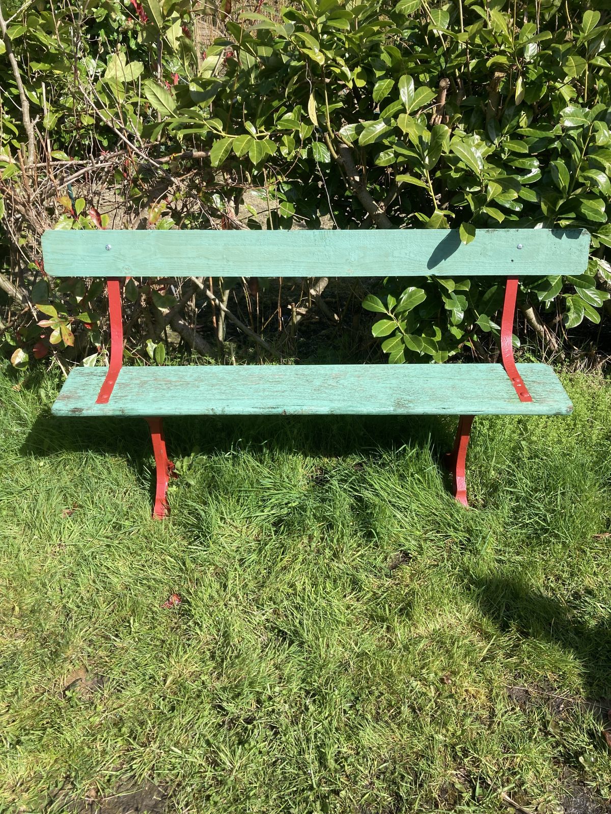 Retro Green And Red Garden Bench (C.H Side Botham)