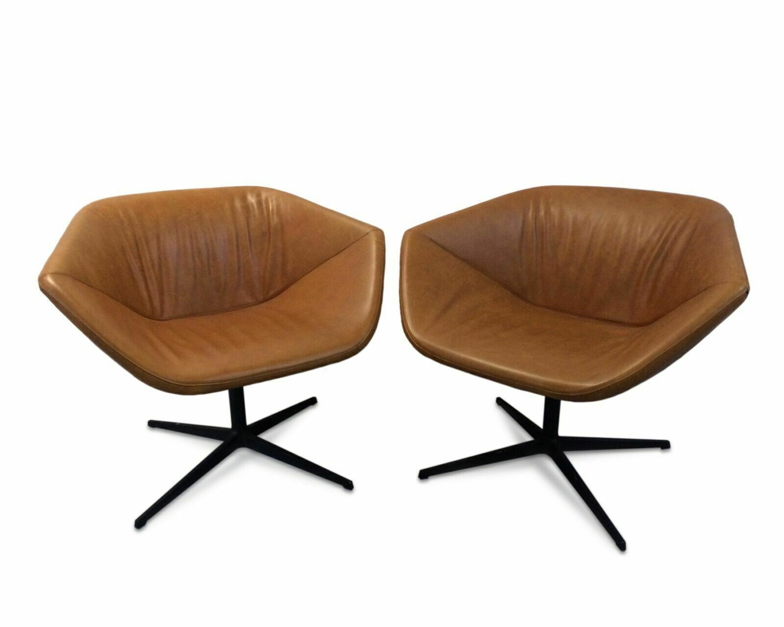 Montis Swivel Chairs In Tan Leather By Niels Bendtsen, 2010, Set Of 2