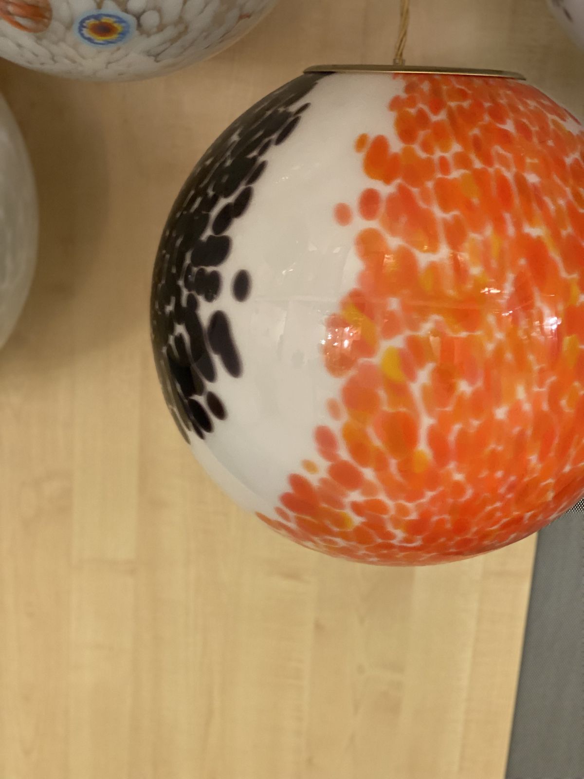Contemporary Amber And Black Murrine Sphere In Murano Glass photo vintage