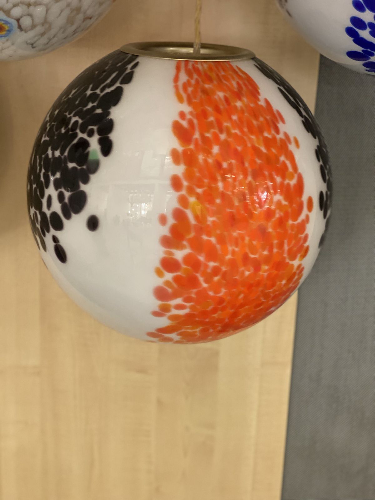 photo for sale Contemporary Amber And Black Murrine Sphere In Murano Glass