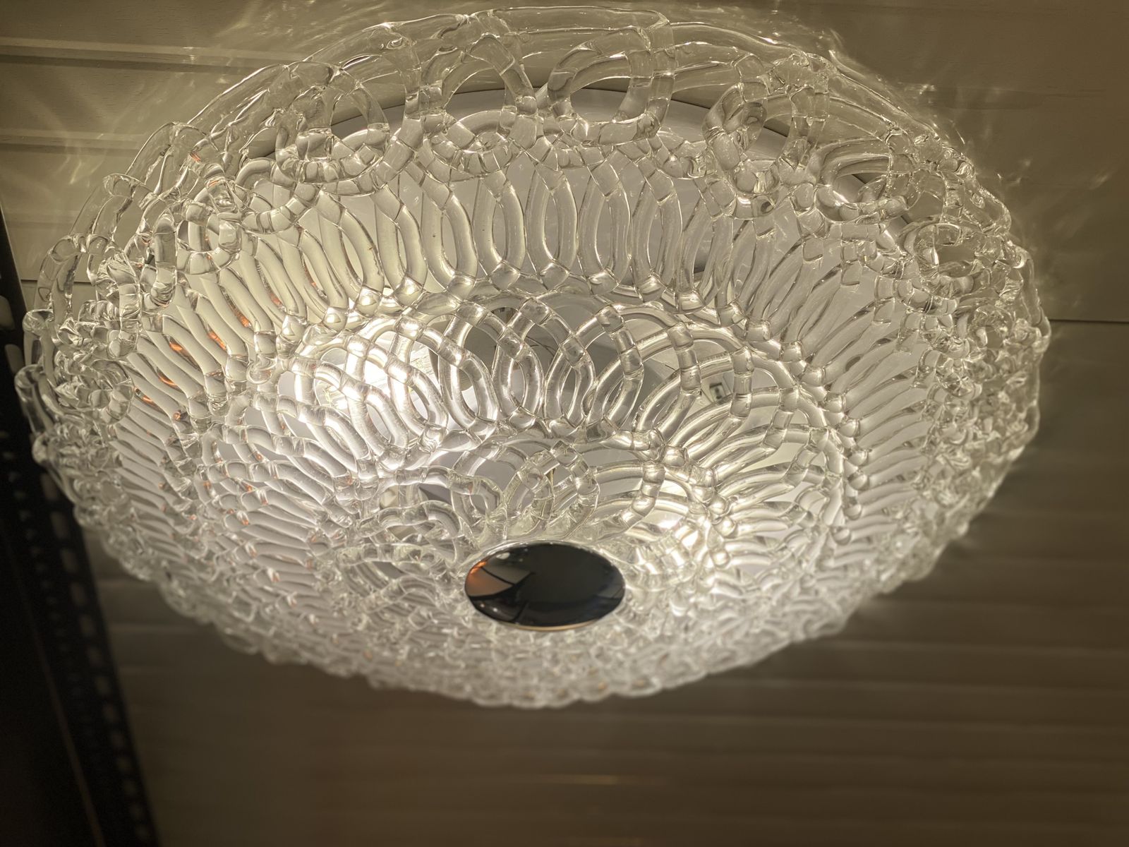 Contemporary Transparent Filigree Flush Mount In Murano Glass photo buy