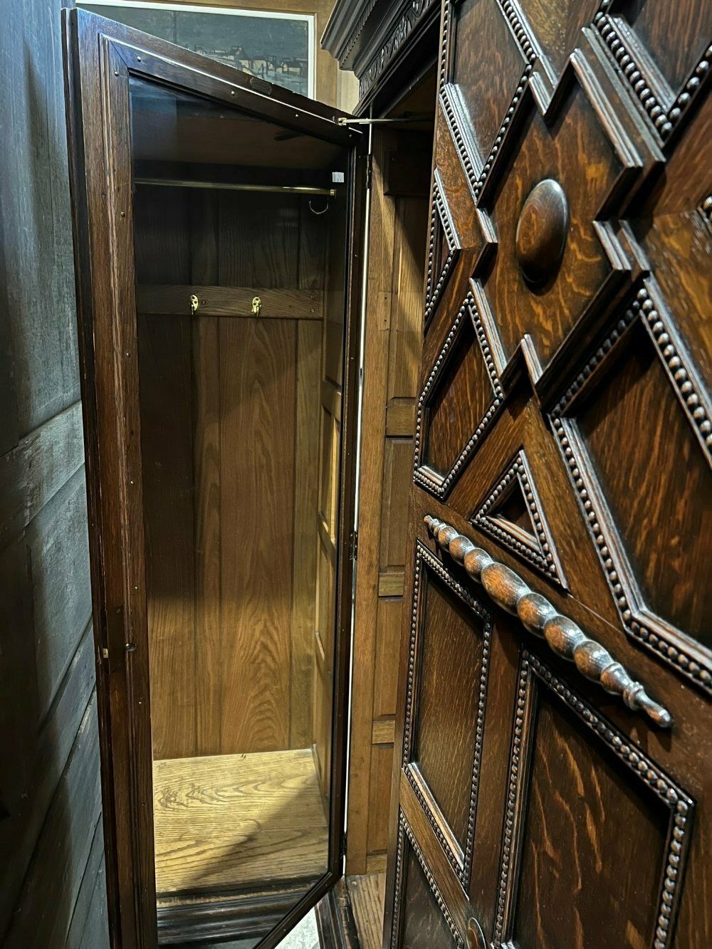 Custom Painted Triple Wardrobe Vintage Wardrobe Old Charm Linenfold photo for sale