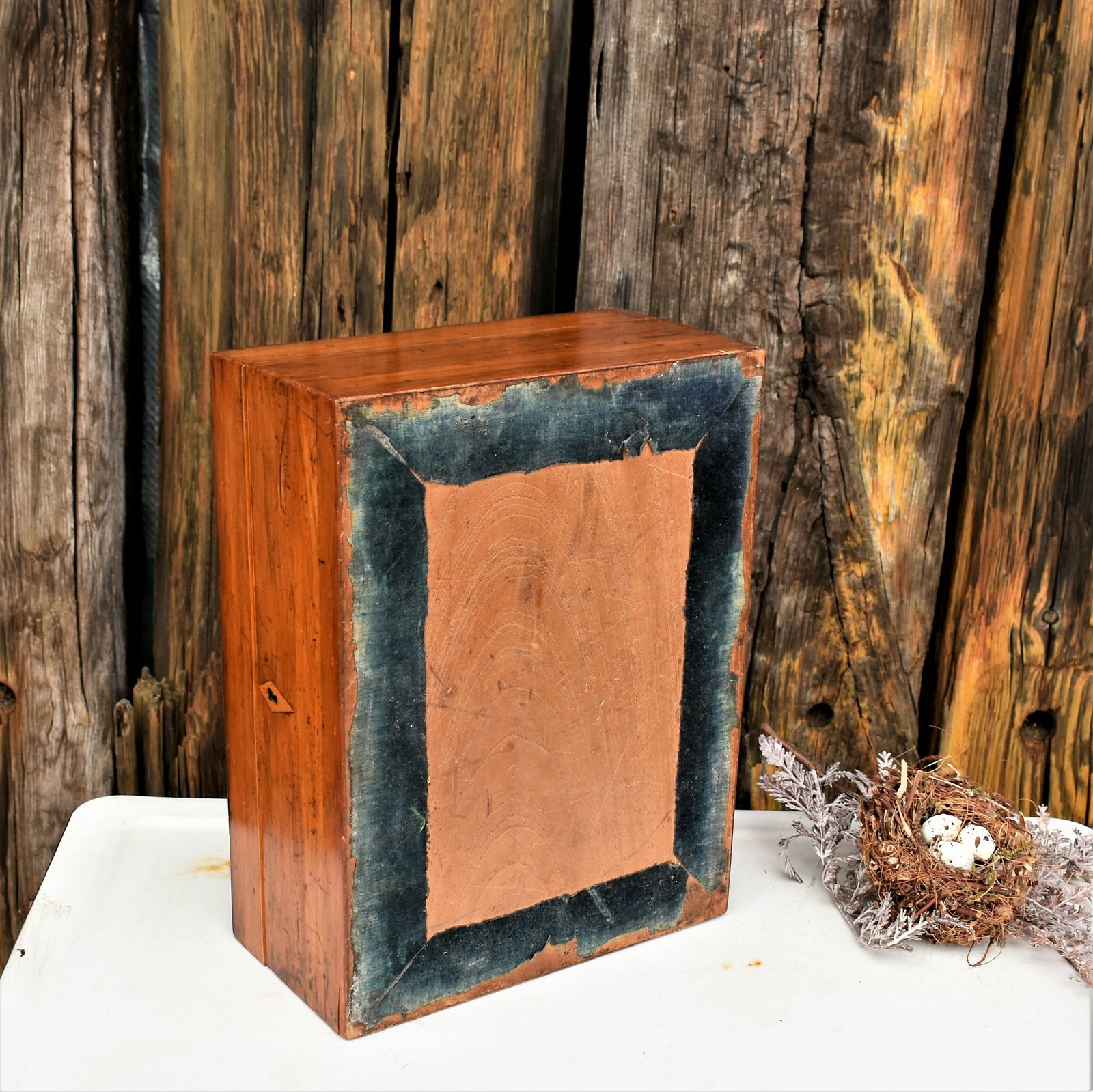 photo buy Antique Victorian English Marquetry Specimen Fruit Wood Sewing Jewellery Box