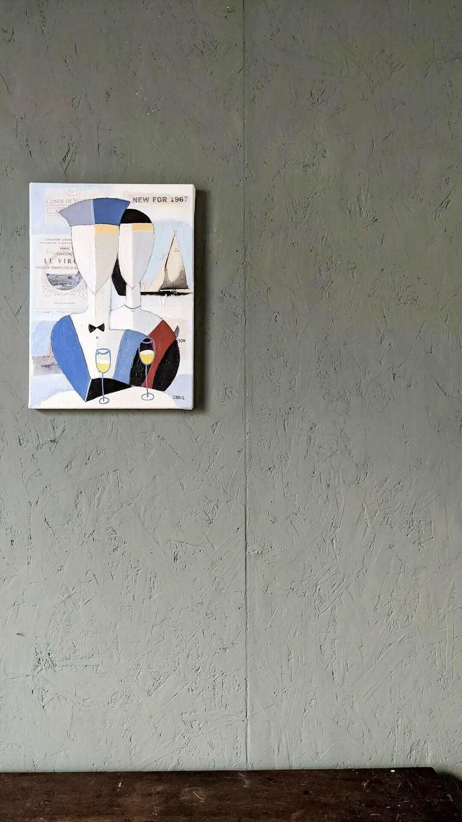 Mid Century Modern Swedish Framed Figurative Oil Painting, Le Club 55 photo furniture