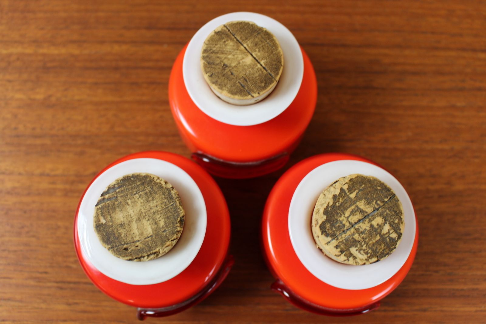 Set Of 3 Orange Holmegaard Palet Range Spice Jars By Michael Bang photo vinterior