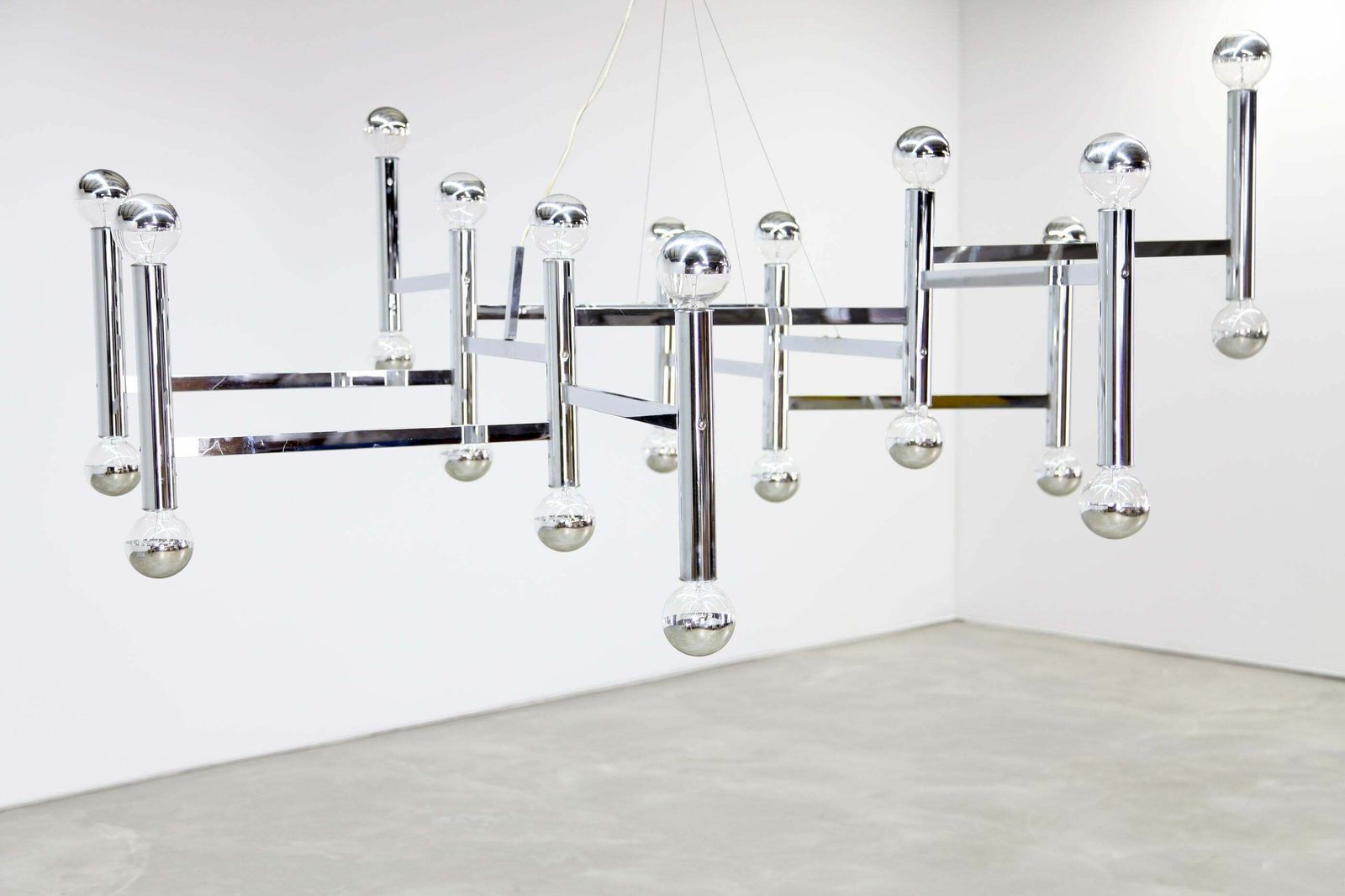 Mid Century Modern Chandelier / Light Fixtures By Kinkeldey 1960s Chrome photo for sale
