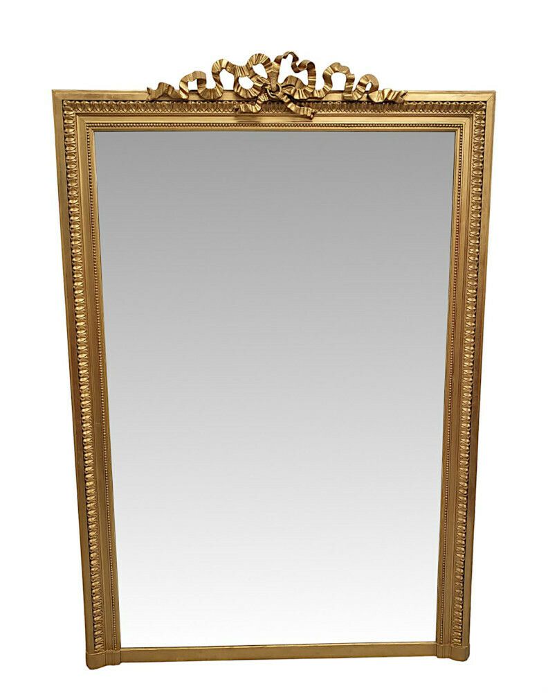 A Stunning 19th Century Giltwood Overmantle Mirror With Ribbon Detail