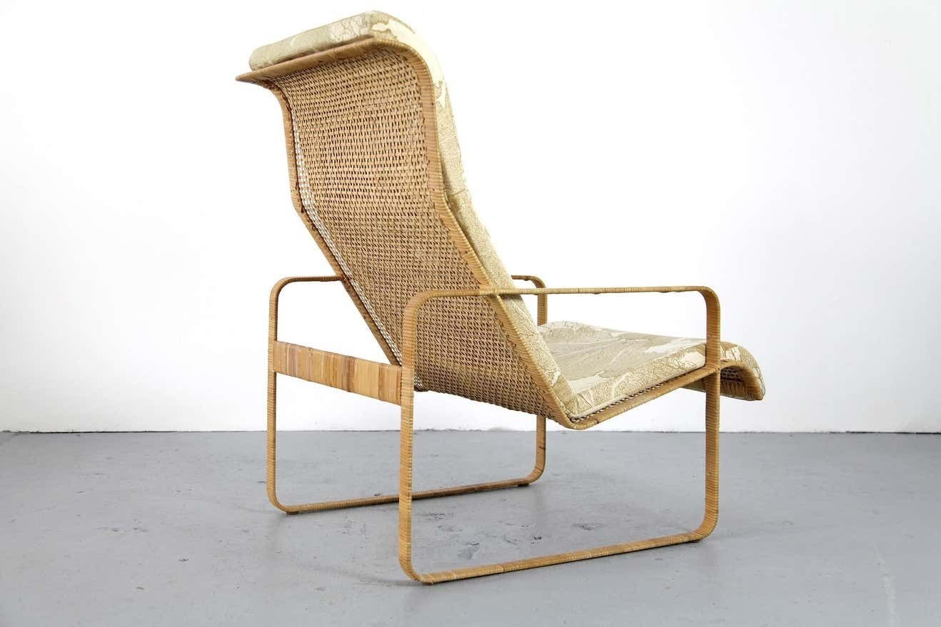 photo furniture Mid Century Lounge Chair And Stool Kill International Made Of Steel And Rattan