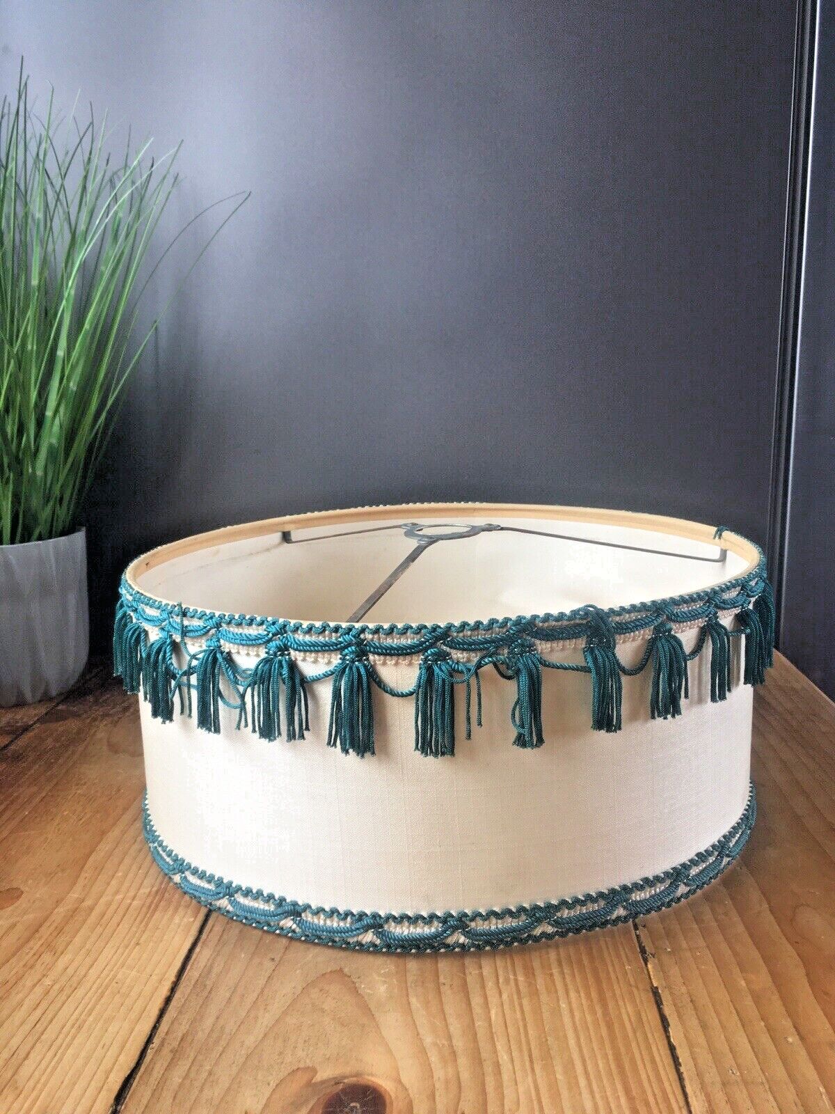 Mid Century 60's Tassel Fabric Knobbly Plastic Scandi Ceiling Light Lamp Shade photo Lighting