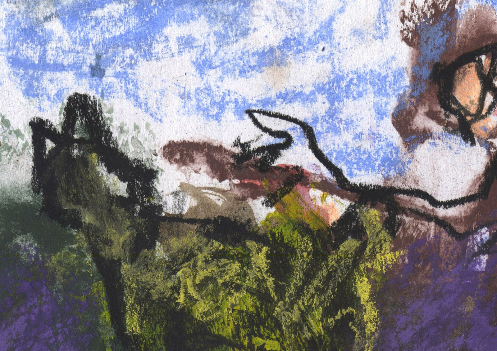 Intense Signed Expressionist Mixed Media Painting, 2003 photo furniture