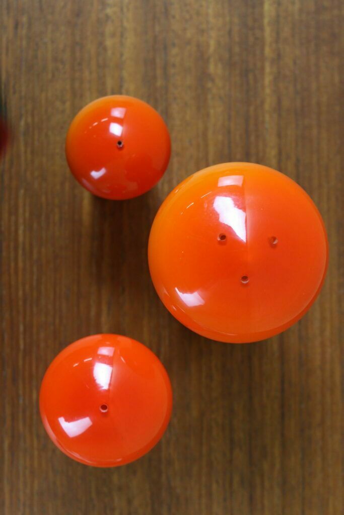 Holmegaard Palet Range Set Of 3 Mushroom Shaped Sifters By Michael Bang Orange photo Home Decor
