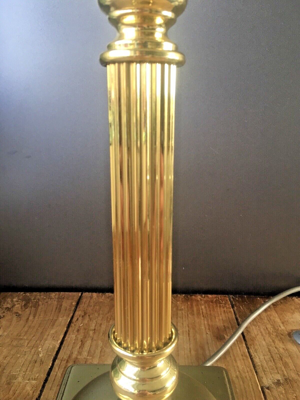 Vintage German Brass Corinthian Column Table Lamp Grand Antique Country House photo vintage