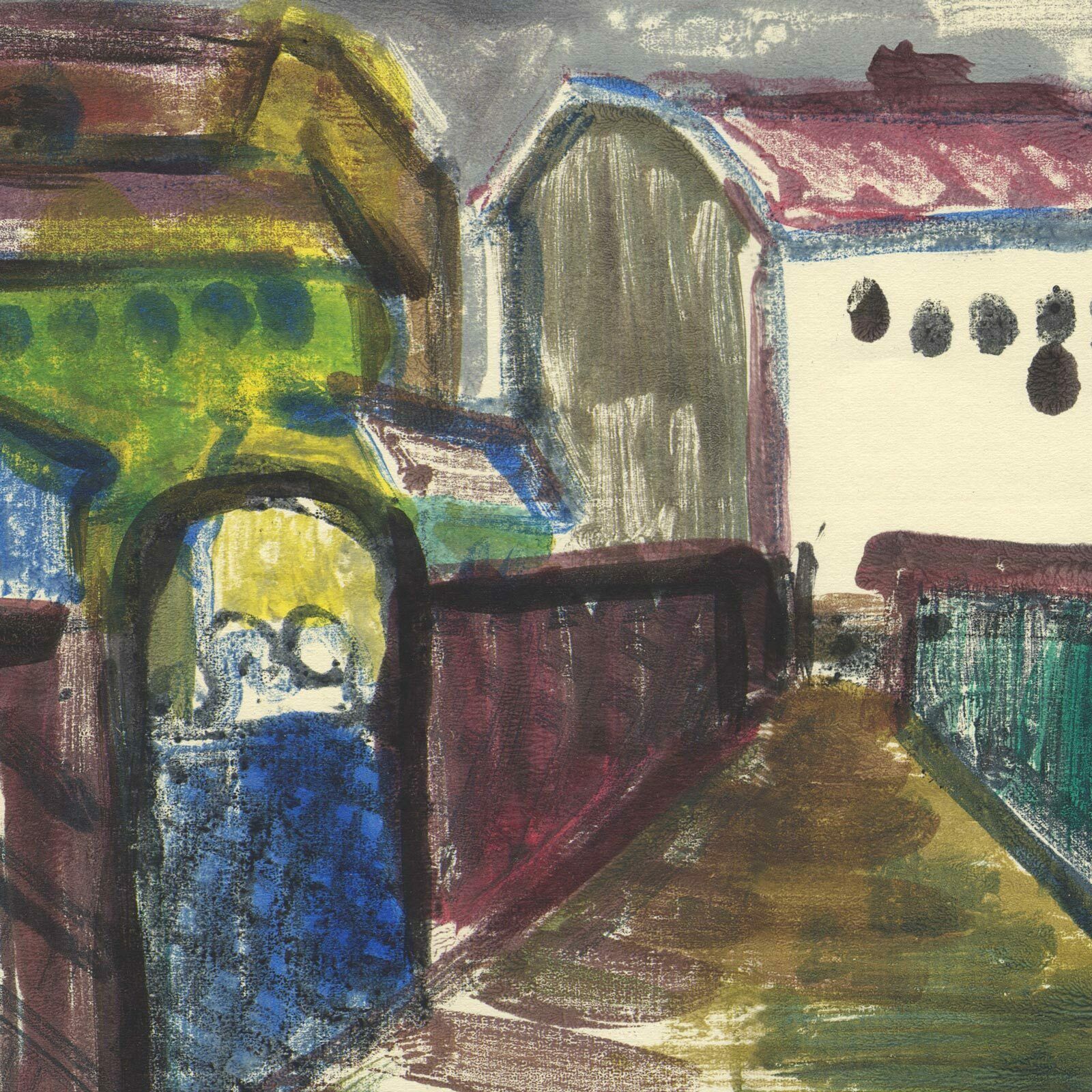 Marion Kallauka, “Berlin View #4”, 1983, Original Signed Graphic Streetscape photo furniture