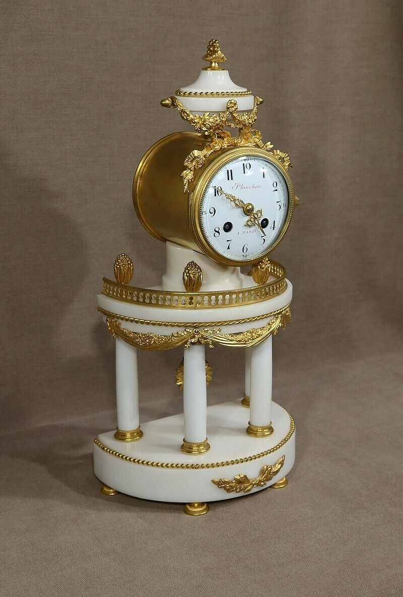 Marble And Gilt Bronze Pendulum, Maison Planchon, Louis XVI – 19th Century photo furniture