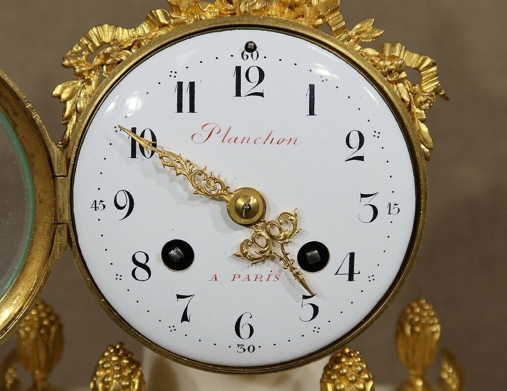 Marble And Gilt Bronze Pendulum, Maison Planchon, Louis XVI – 19th Century photo buy
