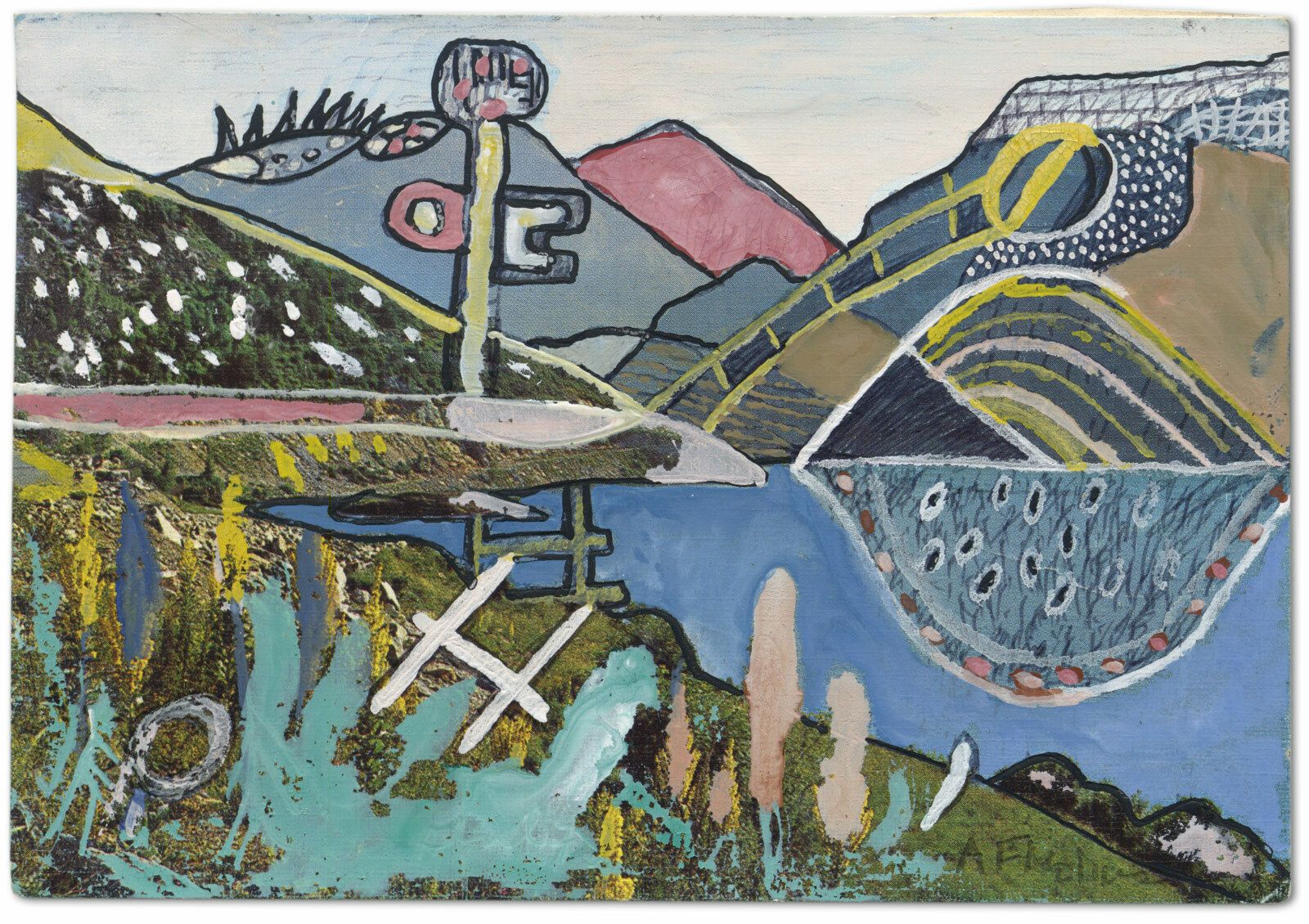 Antonio Fernandez Molina, “Vale De Tena #3”, C.1975, Original Signed Mixed Media Outsider Collage