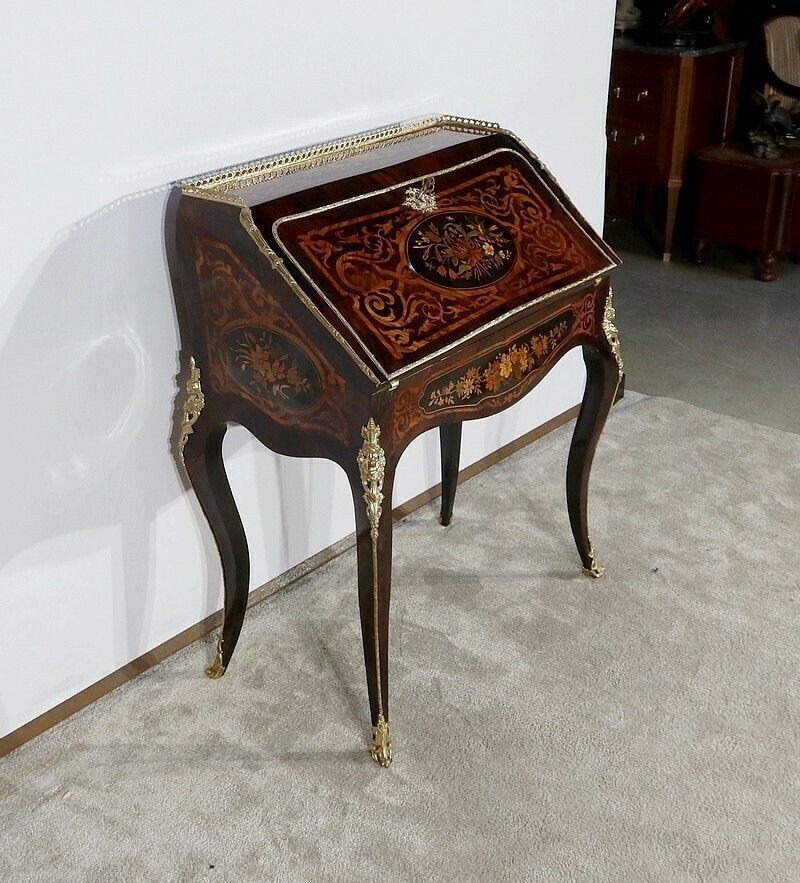 Desk In Precious Wood, Napoleon III Period, 19th Century photo for sale