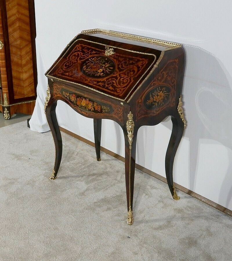 Desk In Precious Wood, Napoleon III Period, 19th Century photo Furniture