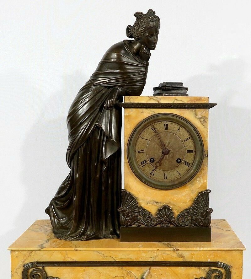 Important Mantelpiece Set In Yellow Siena Marble And Patinated Bronze, Empire Period, Early 19th Century photo vinterior