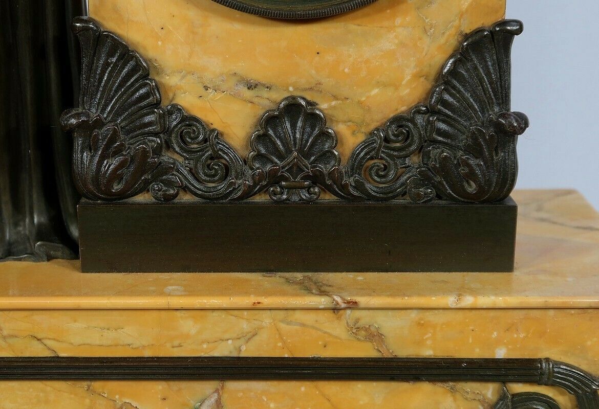 photo buy Important Mantelpiece Set In Yellow Siena Marble And Patinated Bronze, Empire Period, Early 19th Century