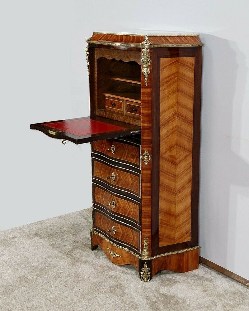 Semainier Secretaire In Precious Wood, Napoleon III Period   Mid 19th Century photo for sale