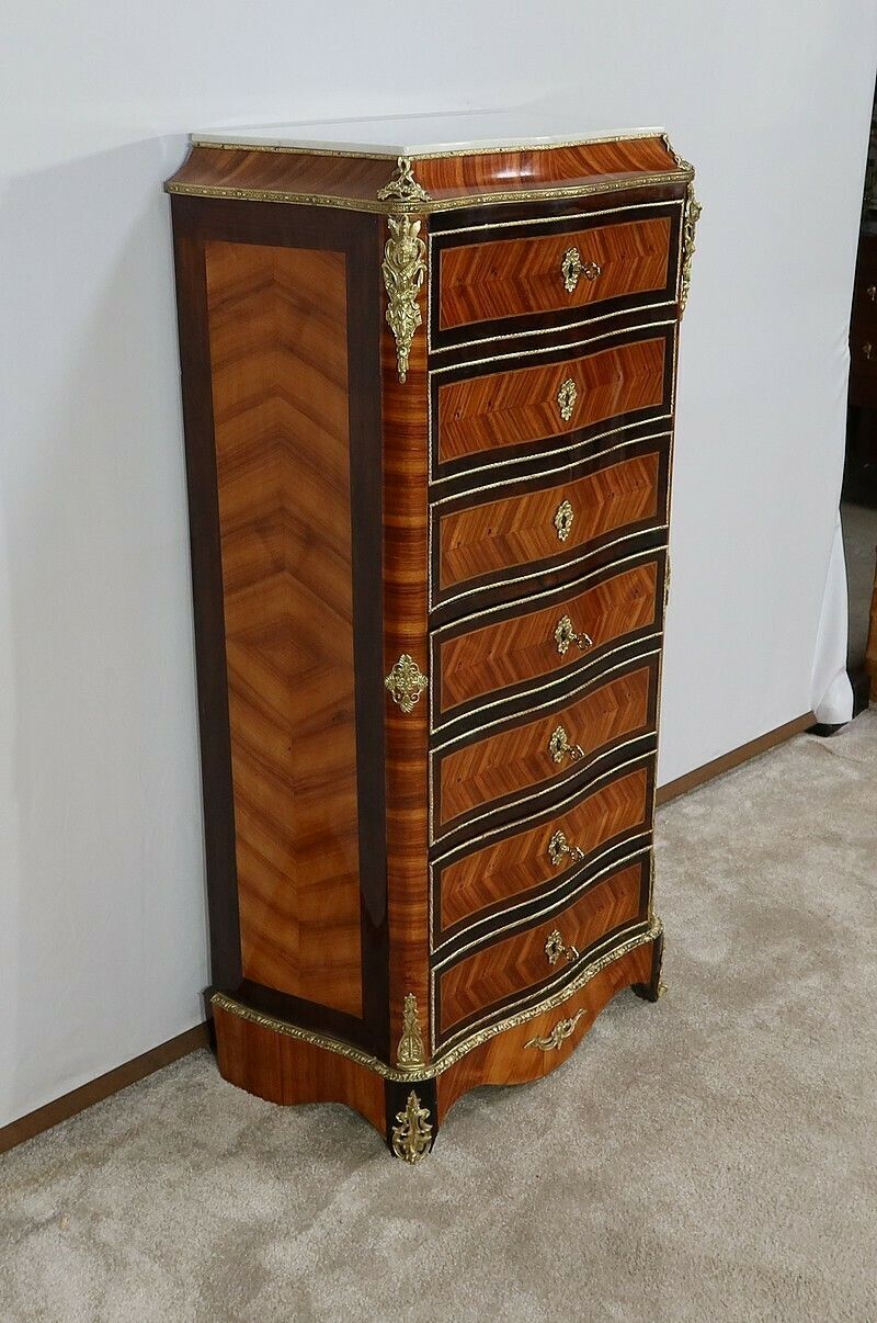 Semainier Secretaire In Precious Wood, Napoleon III Period   Mid 19th Century photo Furniture