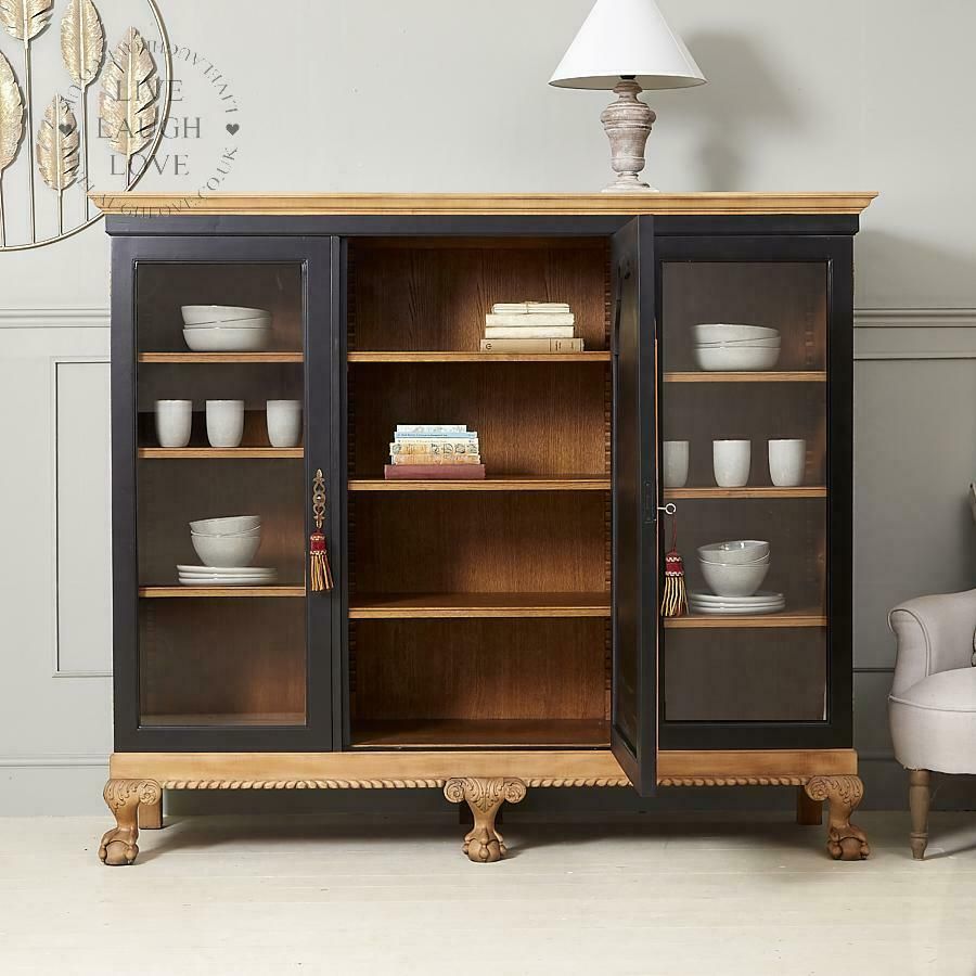 1930's French Oak Painted Display Cabinet  Downing Street Black photo furniture