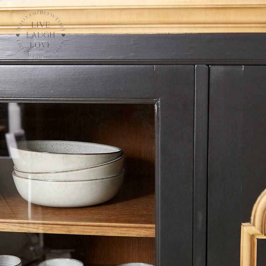 1930's French Oak Painted Display Cabinet  Downing Street Black photo for sale