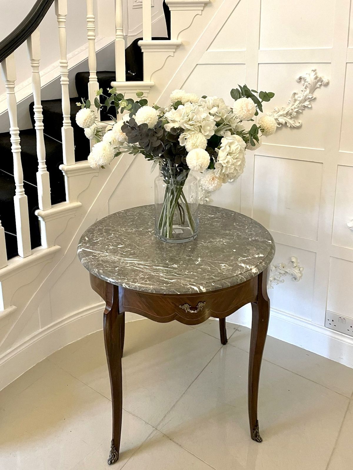 Antique Quality French Freestanding Kingwood Marble Top Lamptable photo Furniture