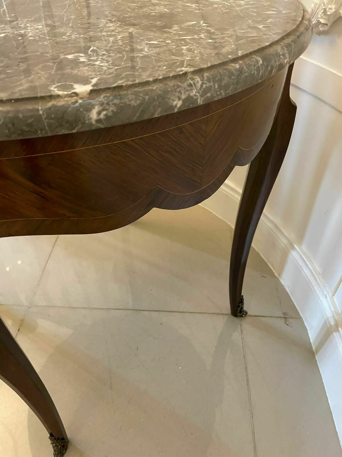 Antique Quality French Freestanding Kingwood Marble Top Lamptable photo vinterior