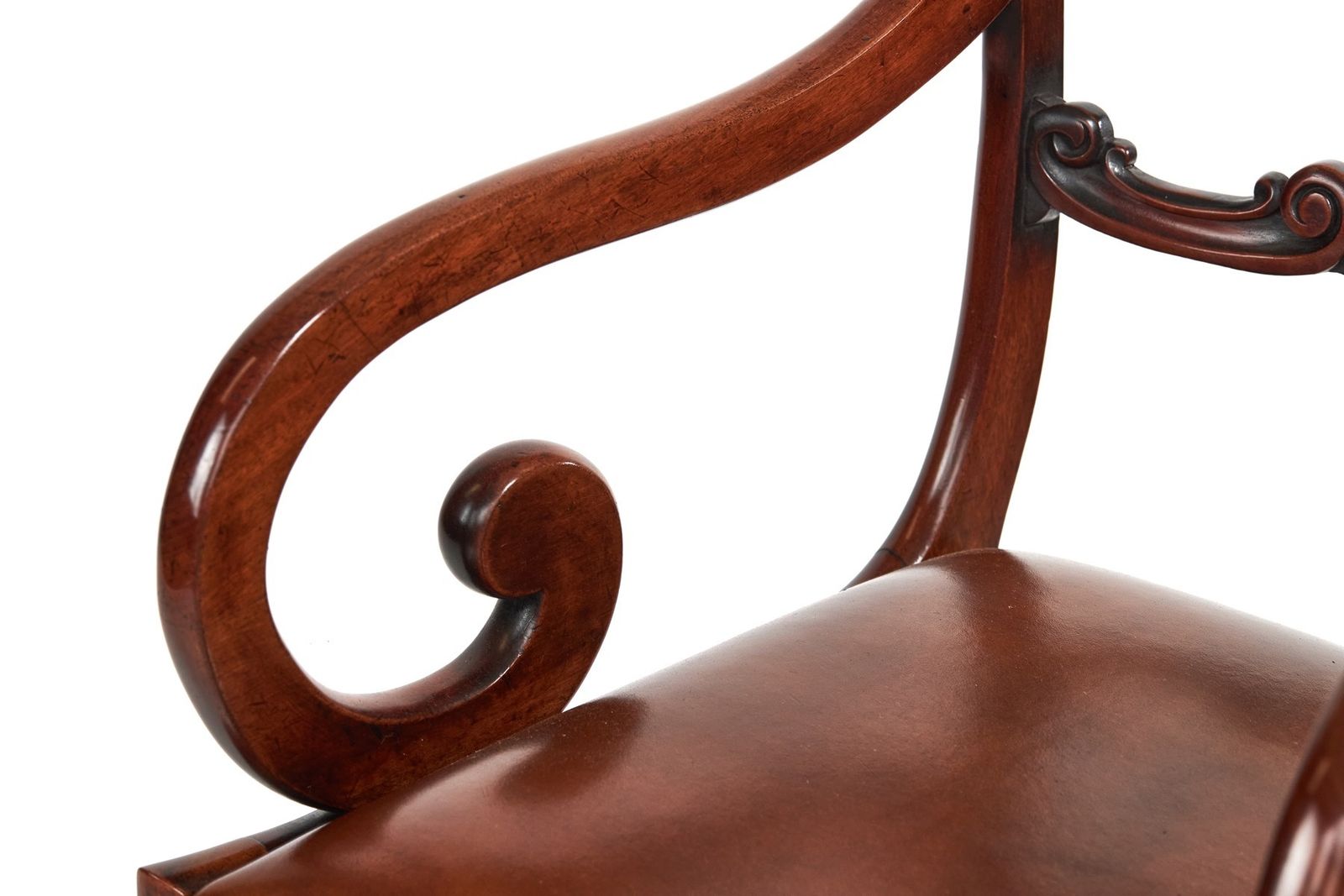 Pair Early Victorian Mahogany Elbow Chairs photo for sale