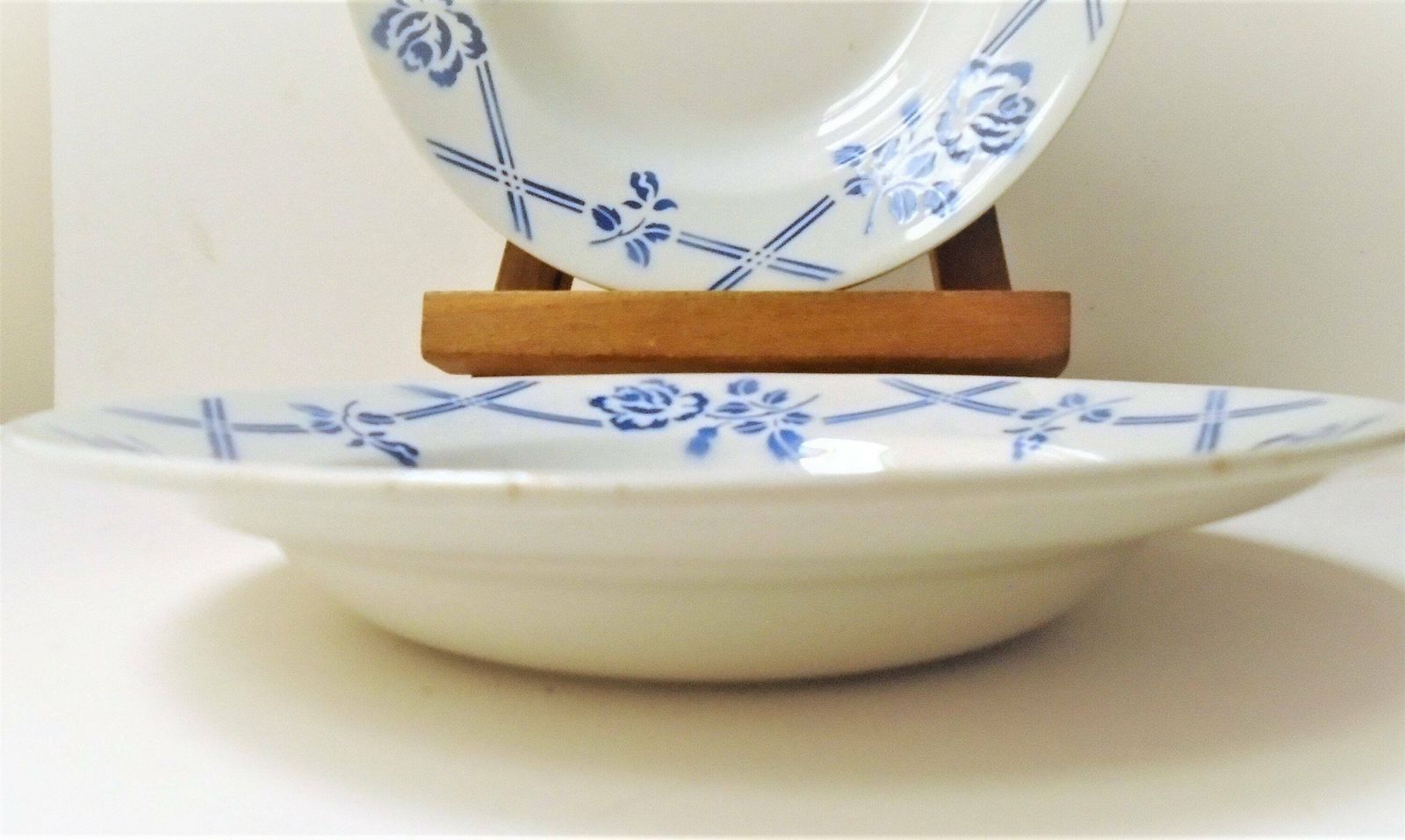 Antique French Moulin Des Loups Ironstone Terre De Feu, Blue Plates, 1930, Dresser Plate Or Serving Plates, 8 Available photo buy
