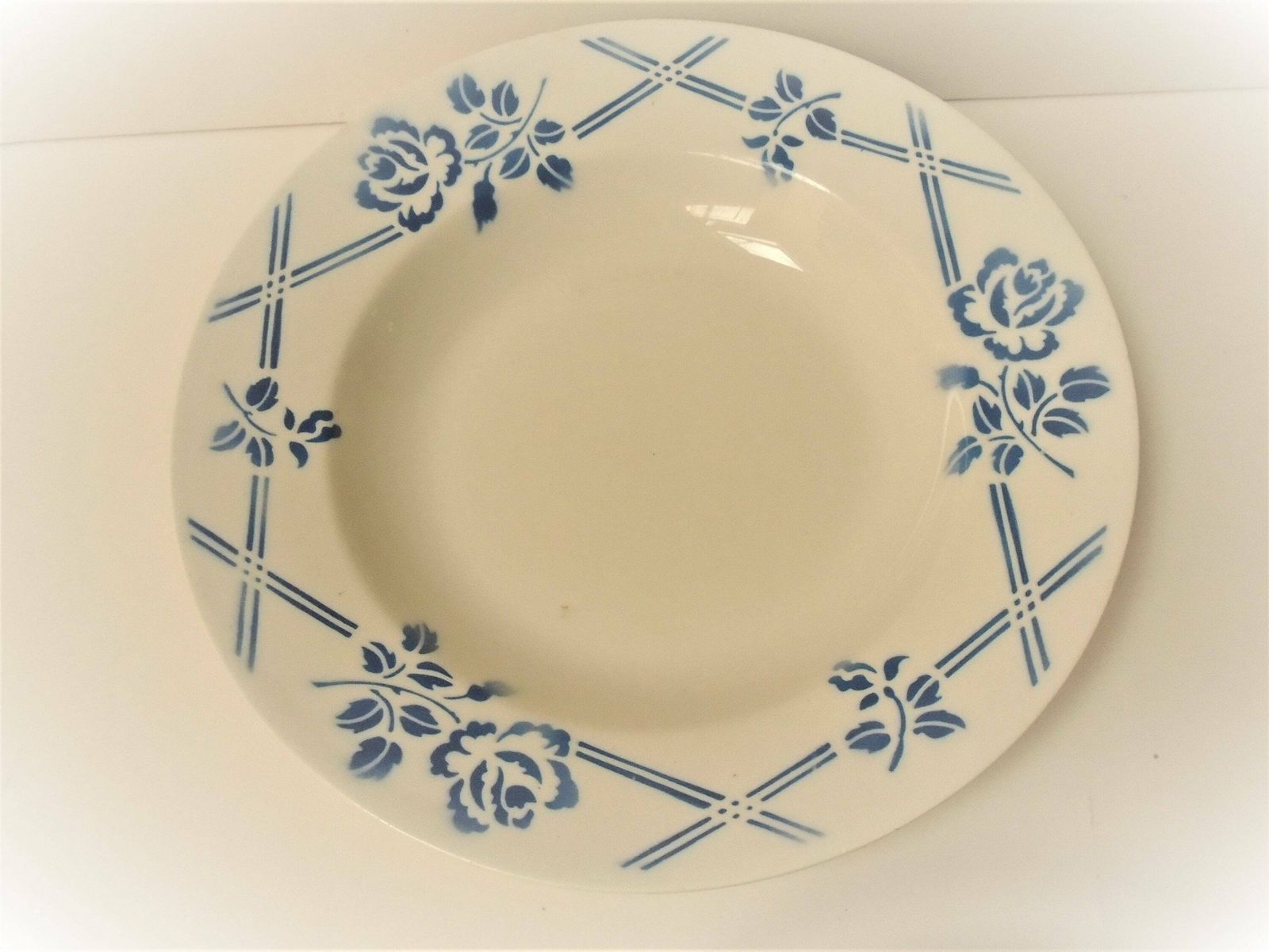 photo furniture Antique French Moulin Des Loups Ironstone Terre De Feu, Blue Plates, 1930, Dresser Plate Or Serving Plates, 8 Available