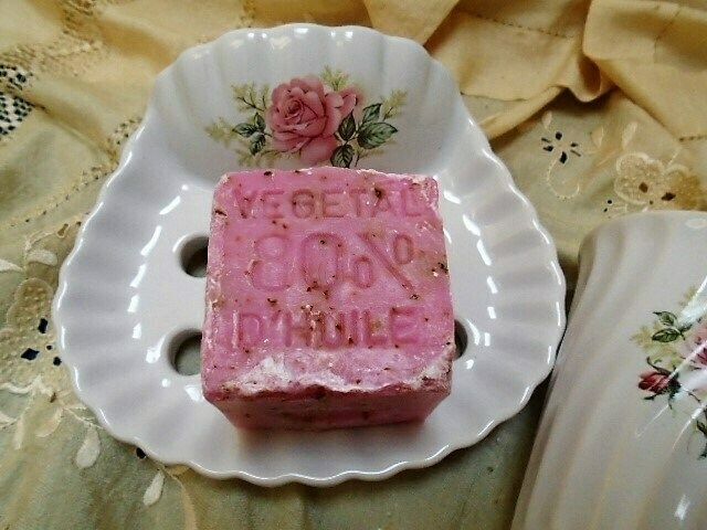 Vintage French White Porcelain Shell Tooth Brush Holder And Beaker, Wall Mountable With Pink Rose Motif photo 51.0