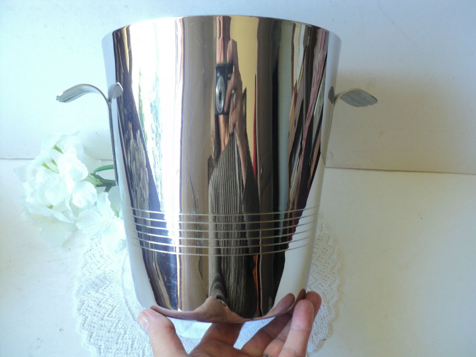 Vintage French Modernist Polished Steel/ Champagne / Wine Bucket / Bottle Holder/ 18/10 Steel Remy Letang photo furniture