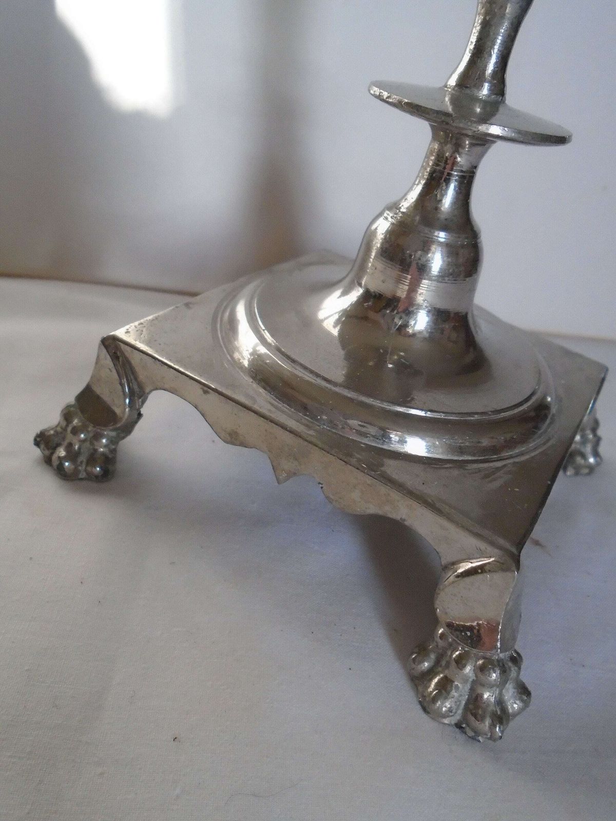 Vintage French Silver Metal Candle Holder, Embellished Candlestick photo for sale