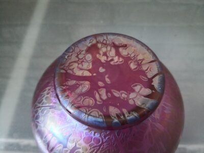 Royal Brierley Michael Harris Studio Glass Pink Irridescent Bowl photo for sale