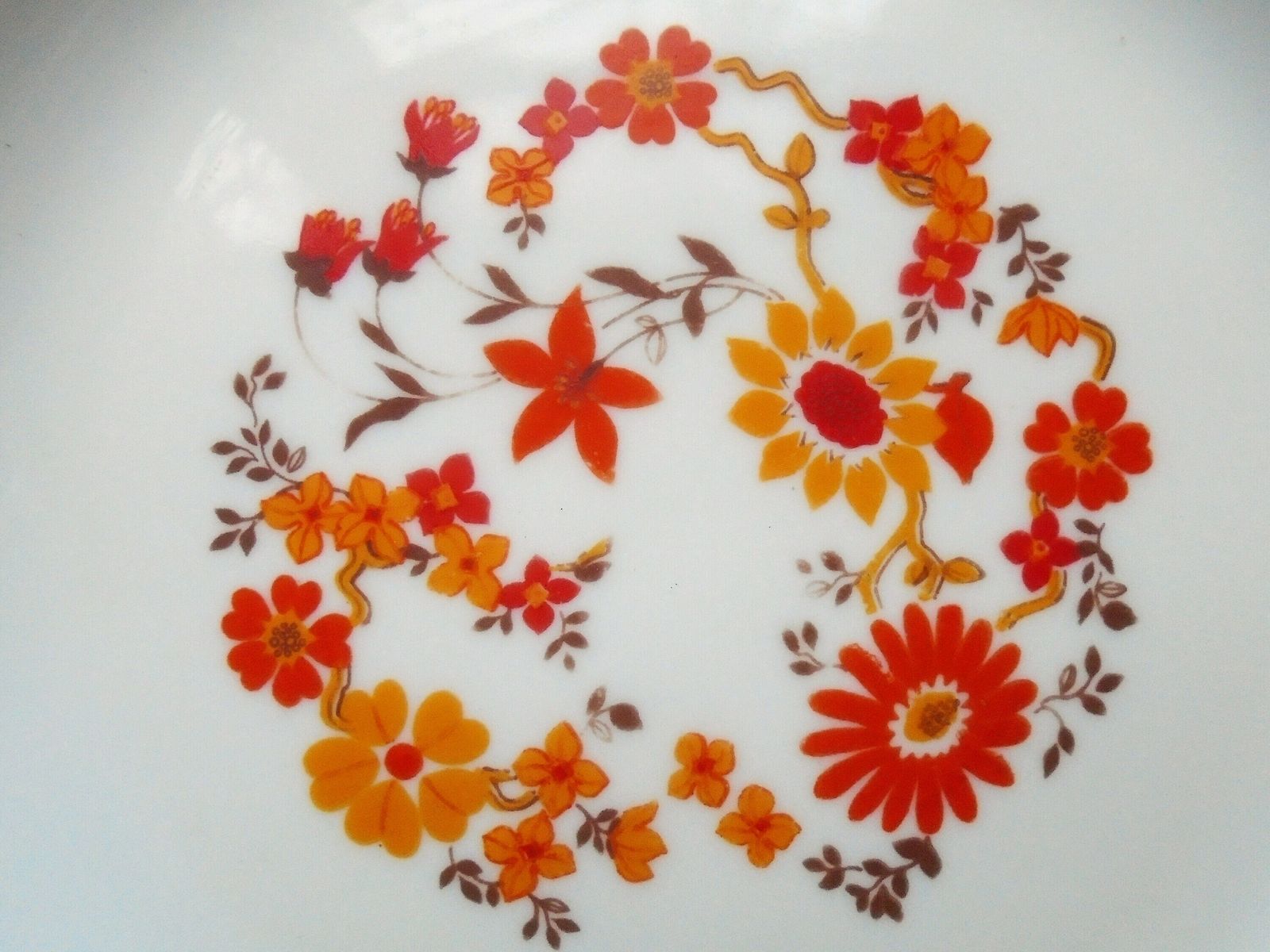 Assiette à Dessert Arcopal - Déco Florale Orange - Vintage - Bon état