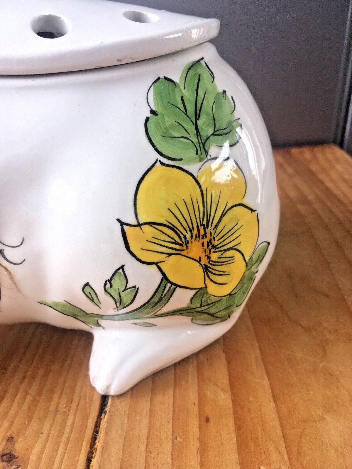 Mid Century Italian Pottery Este Ceramiche Flower Frog Planter Posy Vase 60's photo for sale