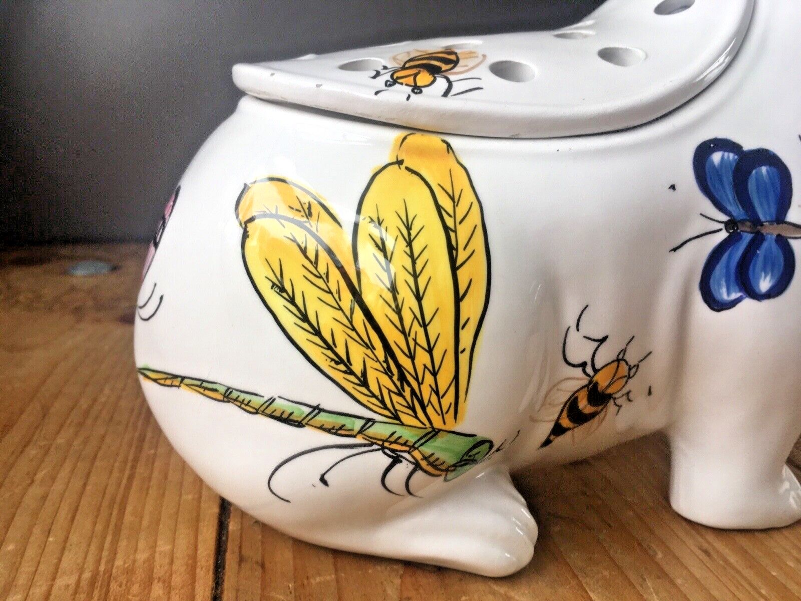 Mid Century Italian Pottery Este Ceramiche Flower Frog Planter Posy Vase 60's photo vintage