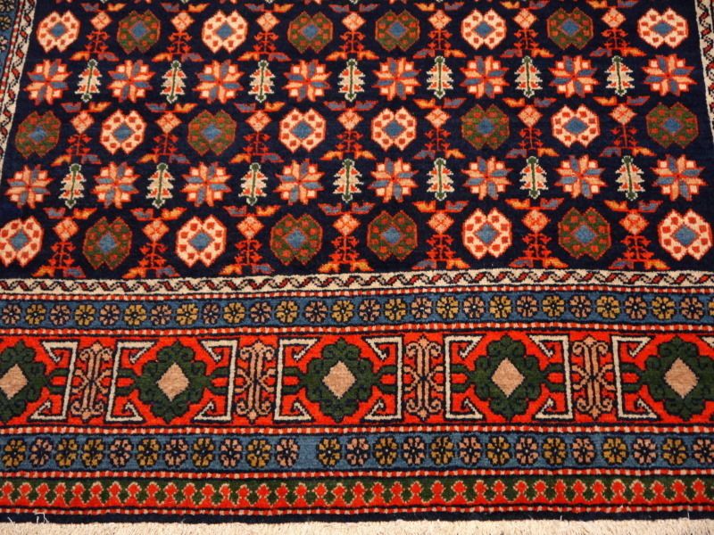 Chi Chi Shirvan Caucasian Rug Vintage 6.3 X 4.5 Ft Blue Orange Green photo vinterior