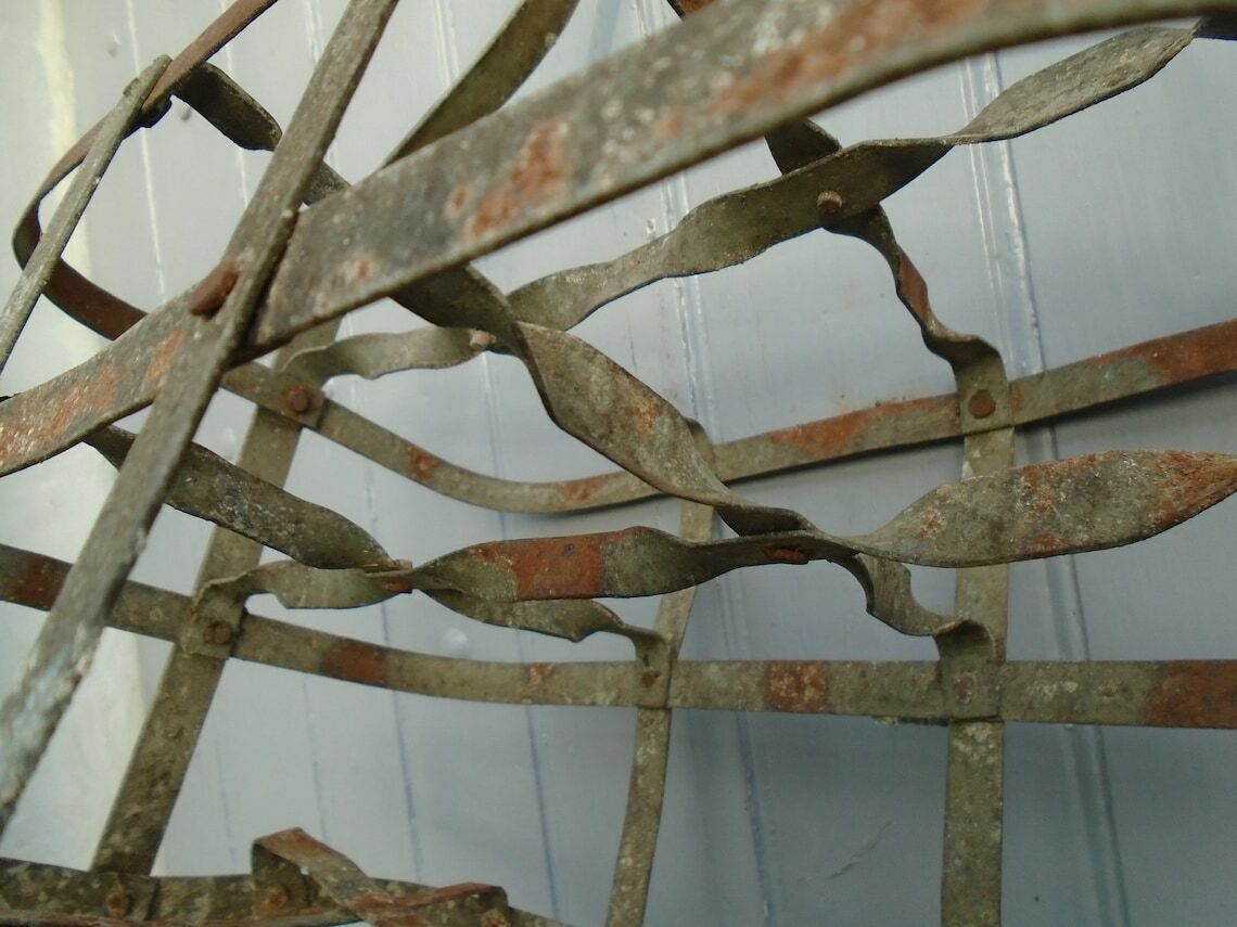 Antique French Galvanized Zinc 6 Bottle Carrier, Tall Metal Bottle Carrying Rack, Rustic Kitchen Rack, Industrial Kitchen photo 76.0