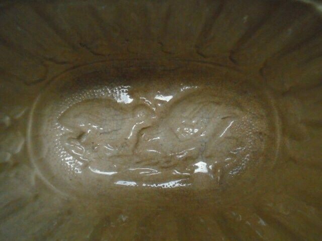 Antique French Stoneware Jelly / Jello Mold / Oval Rustic Farmhouse Ceramic Mould photo 54.0