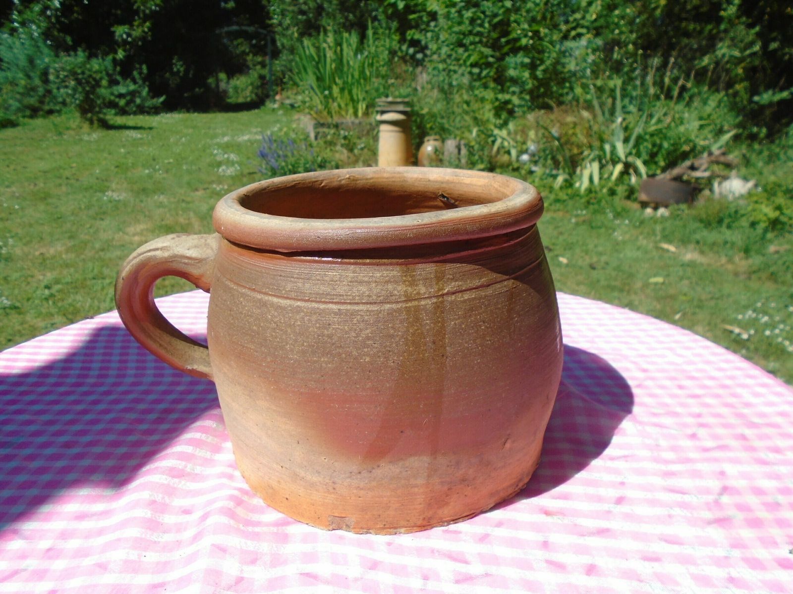 Antique Xl French Stone Jar, Earthenware Preserving Jar, Circa 1900s, Terracotta Pot photo furniture