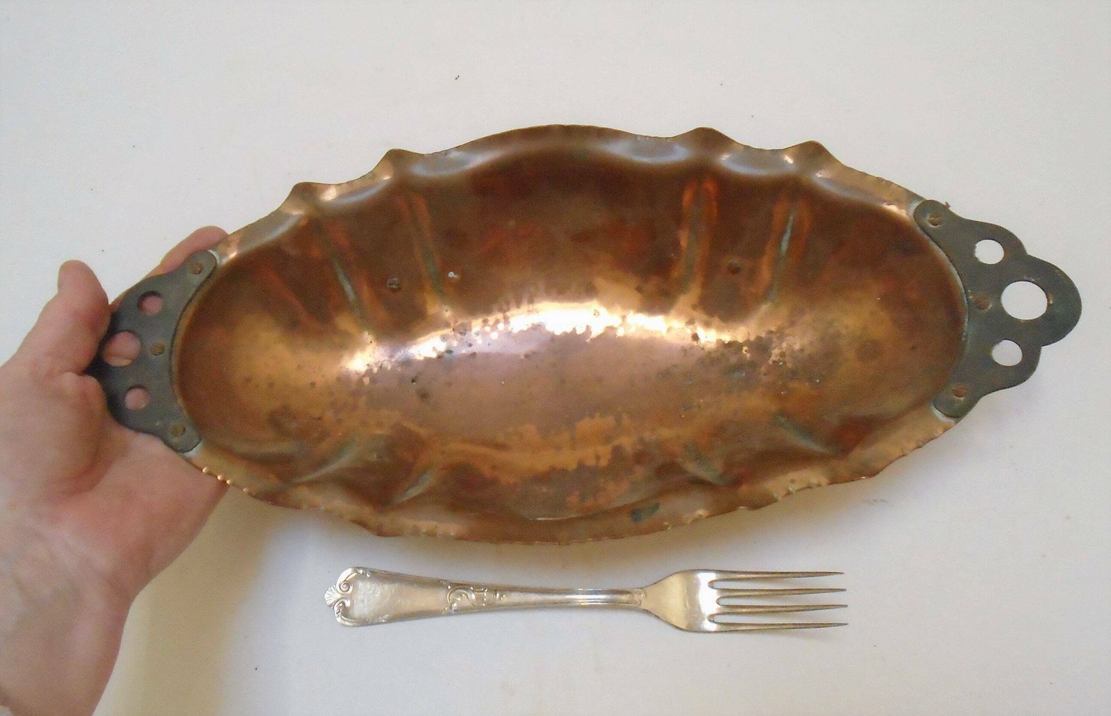 Antique French Copper Rustic Footed Jardiniere Planter, Rustic Copper Fruit And Nut Bowl, Farmhouse Copper Decor photo furniture