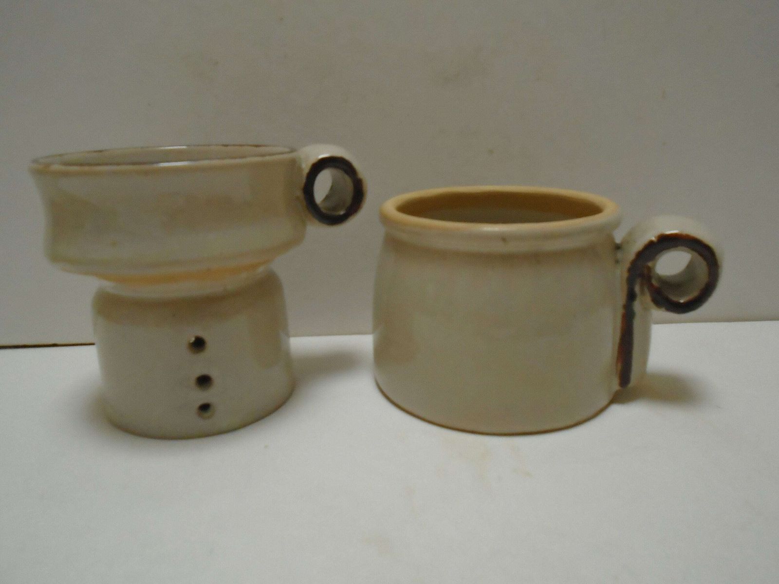 French Stone Butter Crock, Butter Keeper Dish, Stoneware Butter Container Or Cheese Mold Drainer