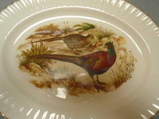 Large Vintage Oval White China Serving Plate With Pheasants / Thanksgiving Server / Turkey Or Game Serving Dish, Made In England photo furniture