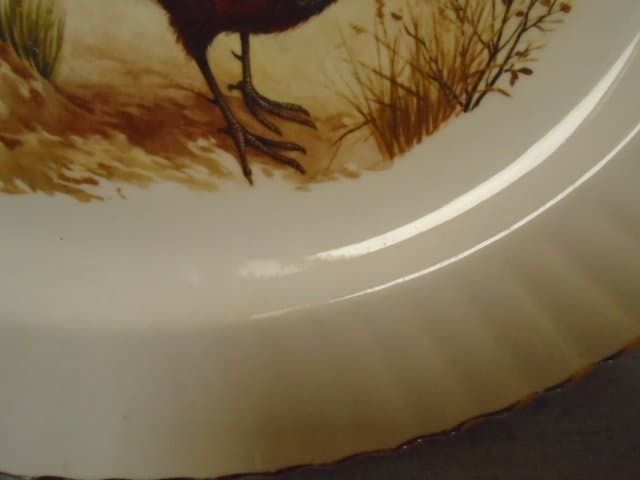Large Vintage Oval White China Serving Plate With Pheasants / Thanksgiving Server / Turkey Or Game Serving Dish, Made In England photo vinterior