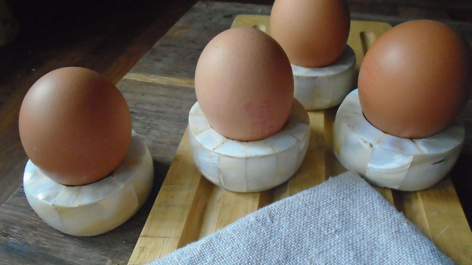 4 Vintage Mother Of Pearl Chunky Napkin Rings, Cream Natural Egg Cups, Vintage Table Deco, Two Sets Available photo Home Decor